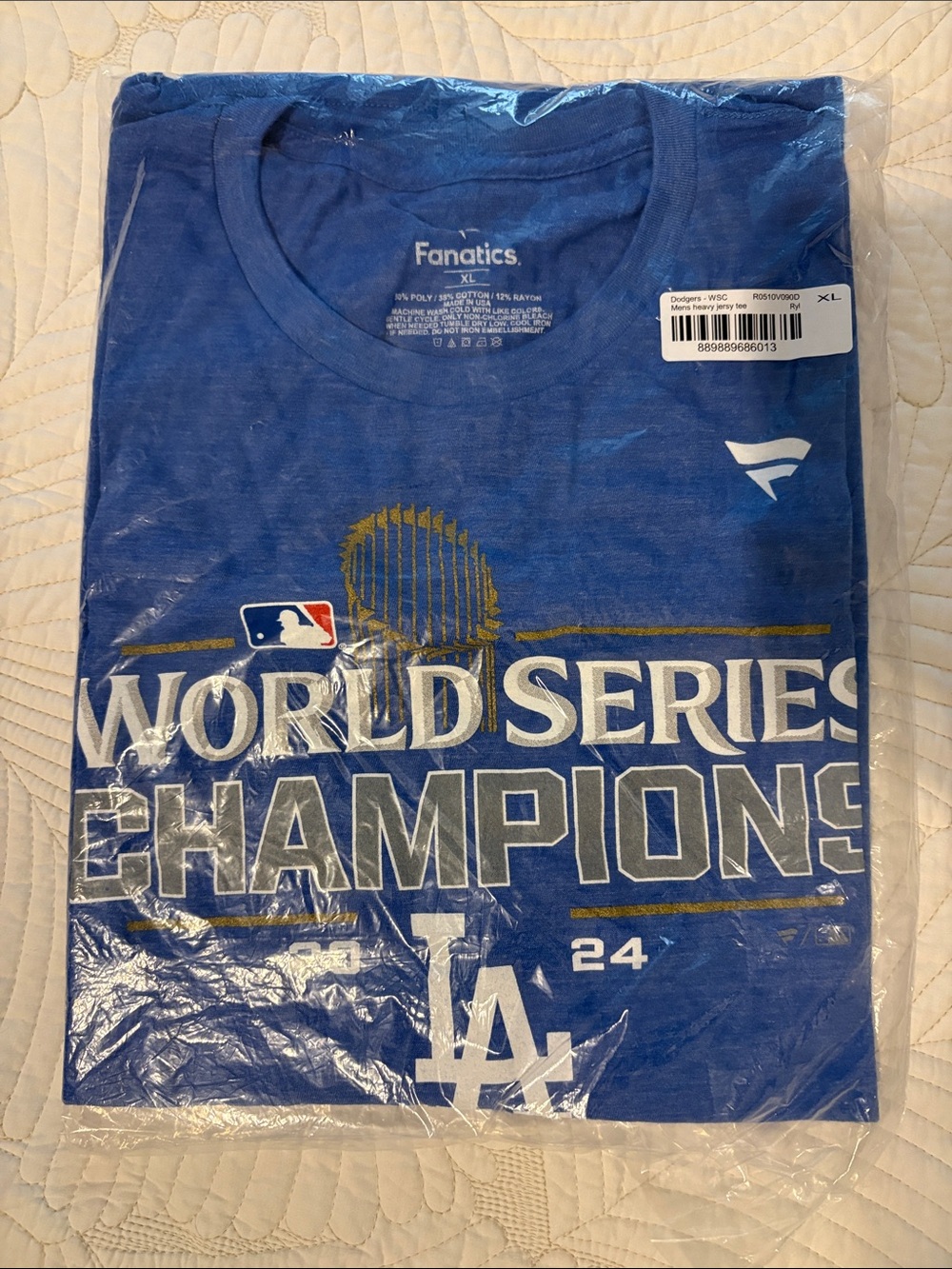 Fanatics Royal Blue Dodgers World Series Champions T-Shirt Men’s XL brand new